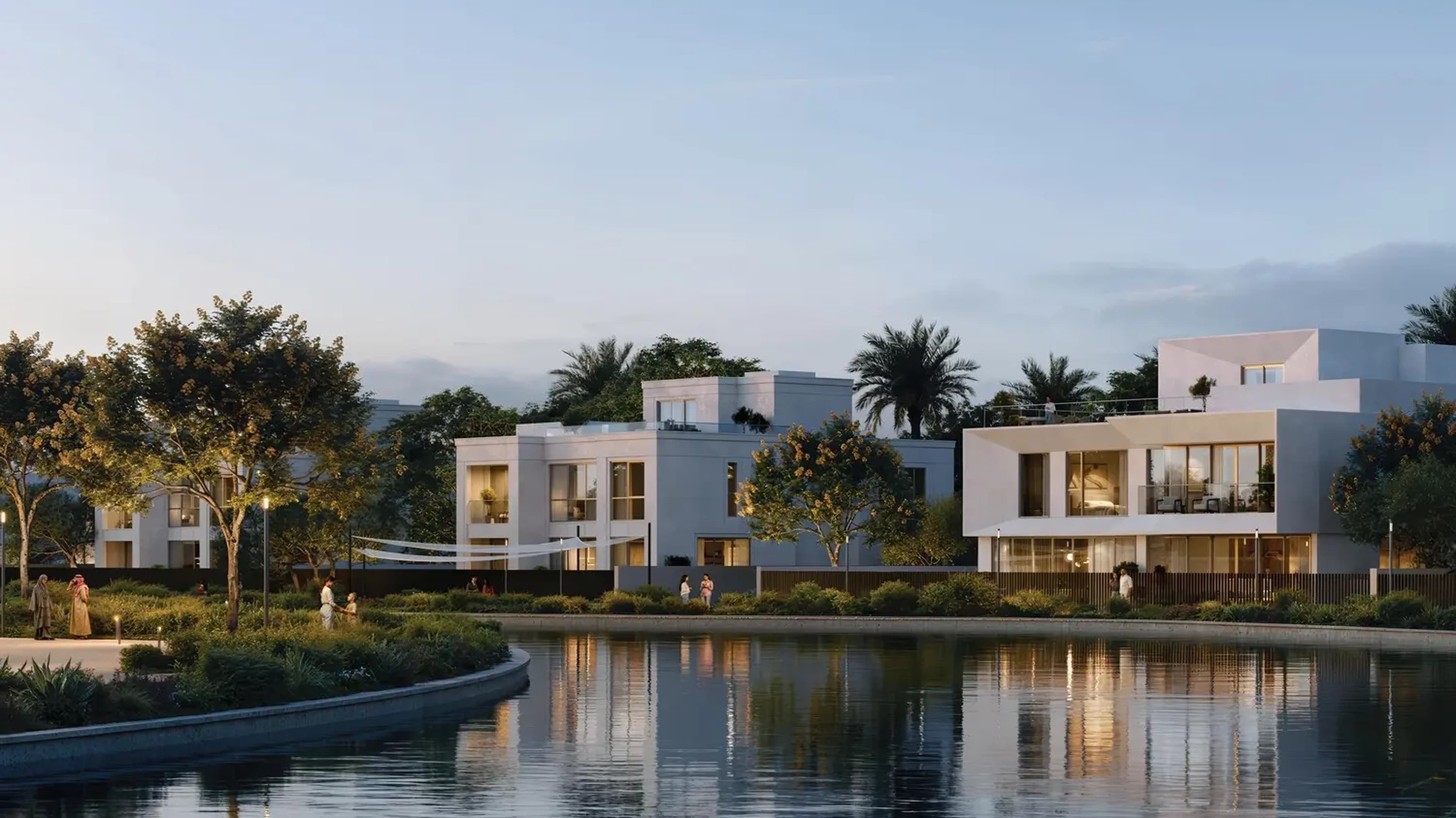 Address Villas Tierra waterfront villas at dusk