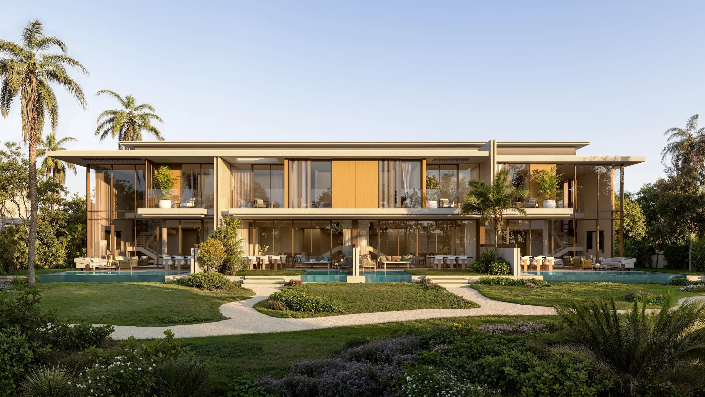 4-plex townhouse streetscape at Bay Estate, Island E, Dubai Islands by Nakheel