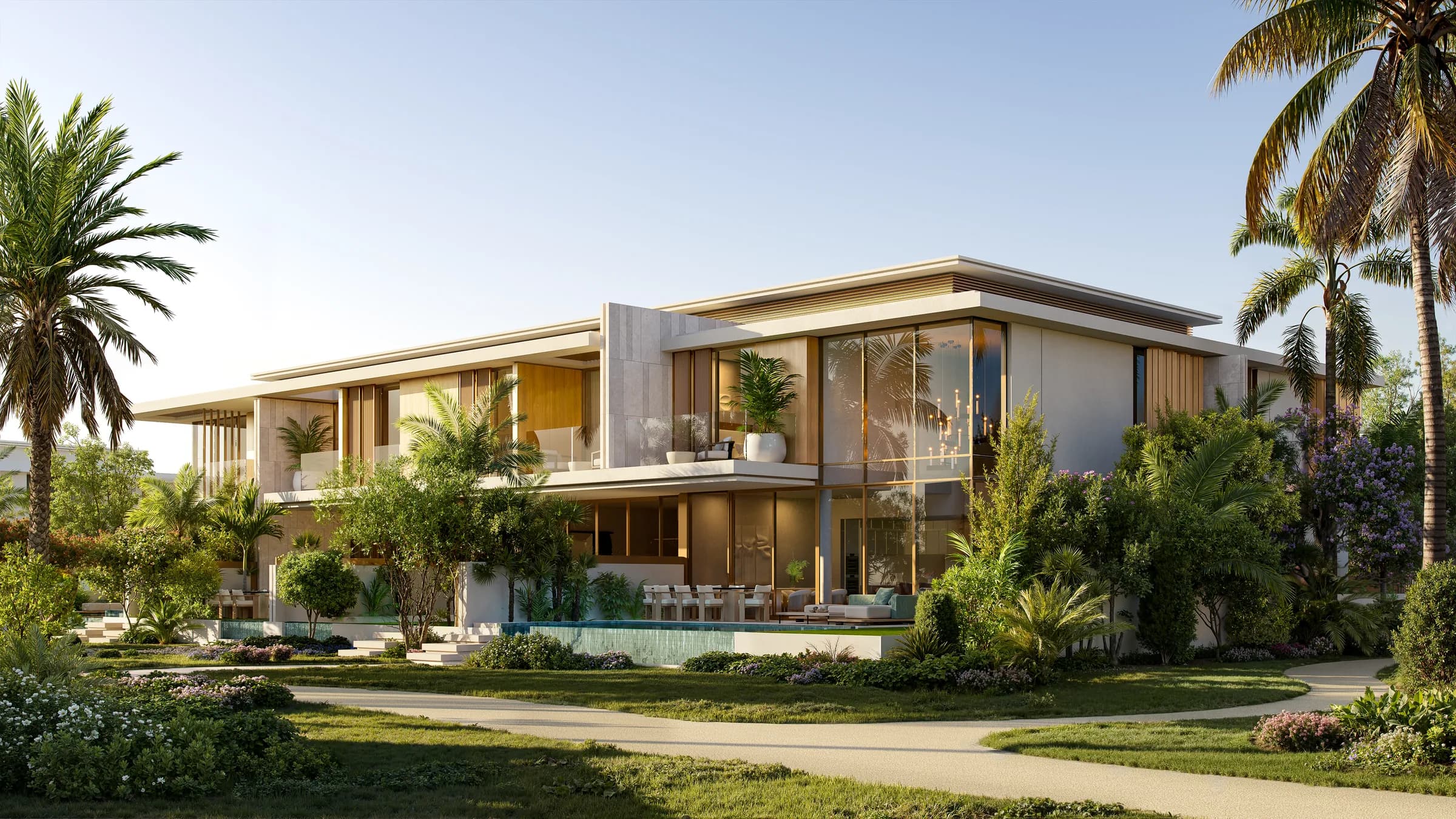 4-plex townhouse facade detail at Bay Estate, Island E, Dubai Islands by Nakheel