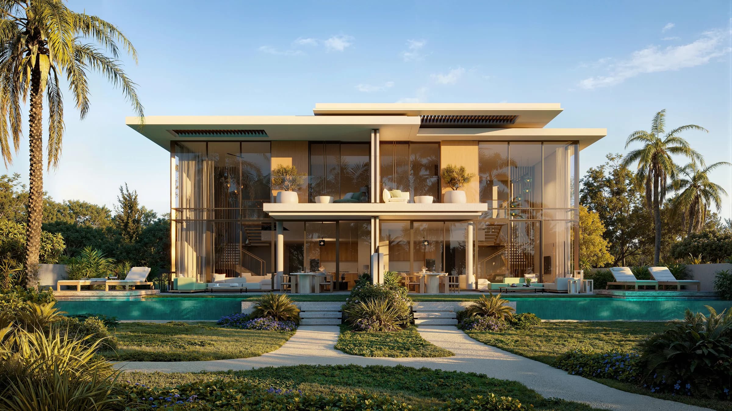 Attached villa garden facade at Bay Estate, Island E, Dubai Islands by Nakheel