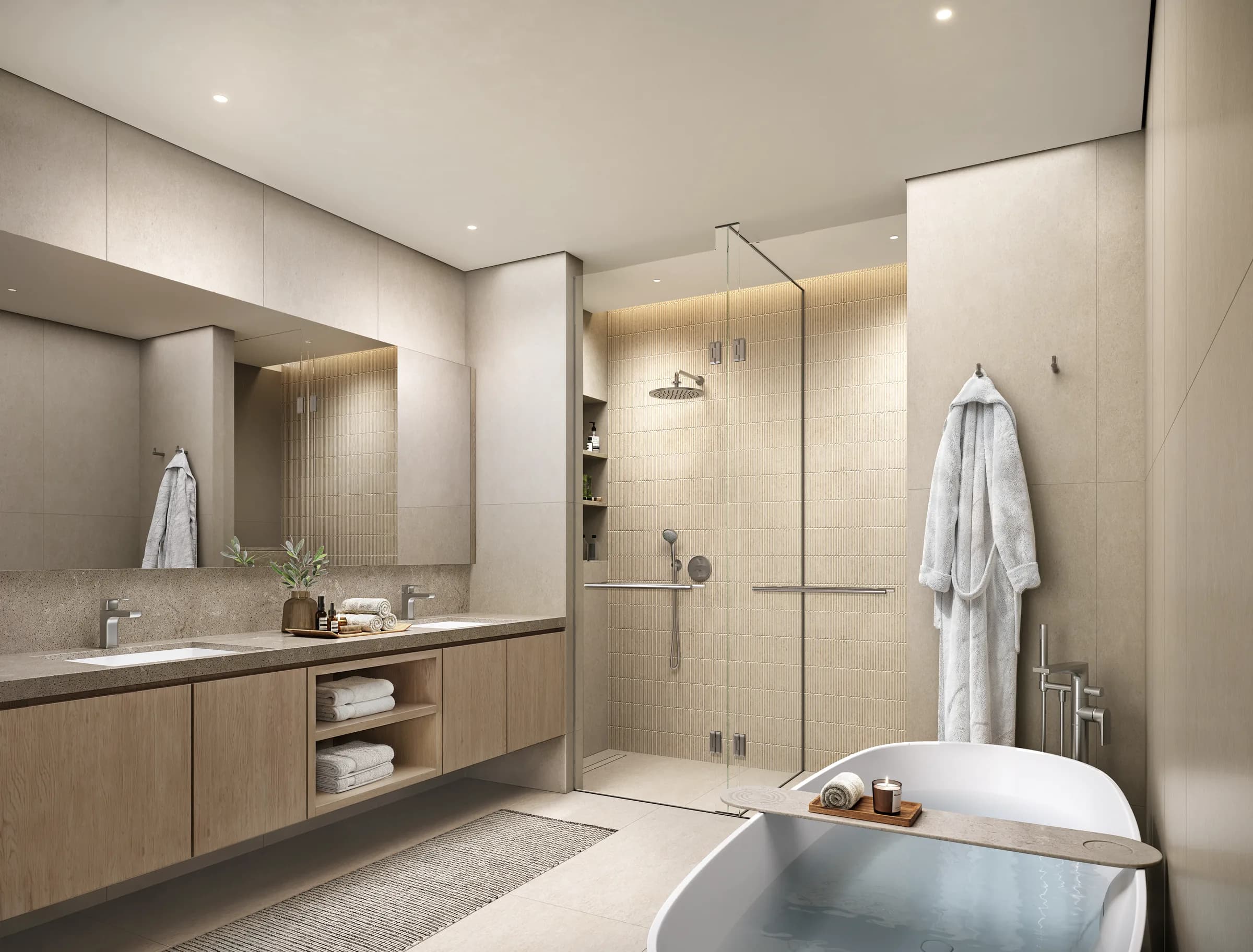 Attached villa master bathroom at Bay Estate, Island E, Dubai Islands by Nakheel