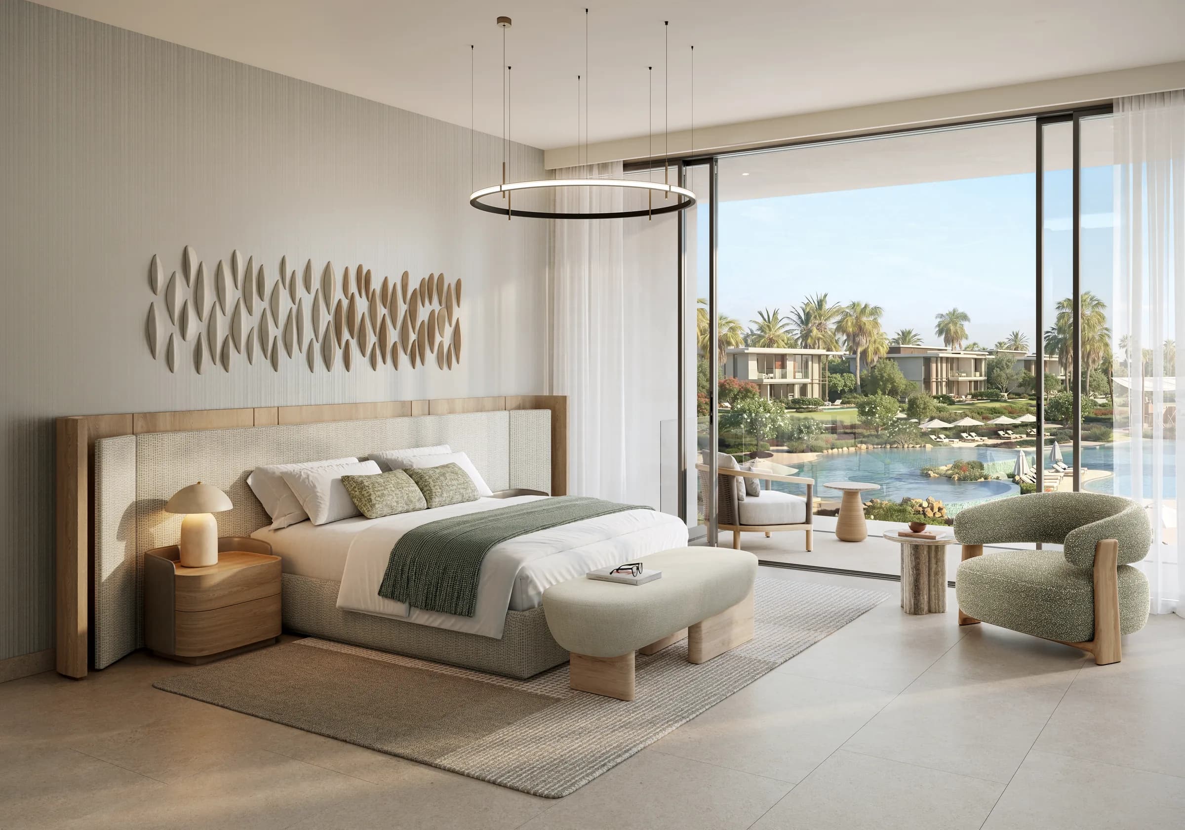 Attached villa master bedroom at Bay Estate, Island E, Dubai Islands by Nakheel