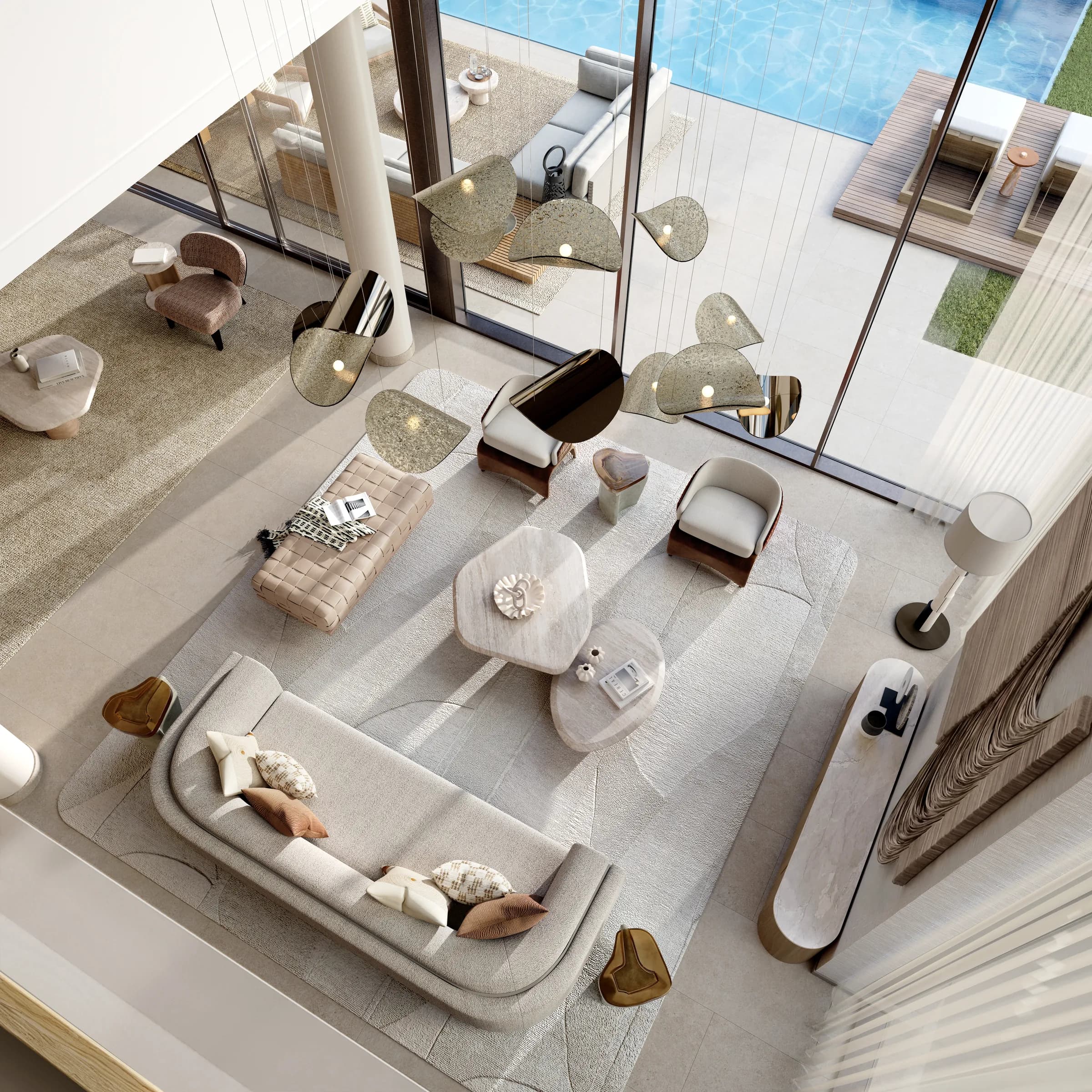 Garden villa living room at Bay Estate, Island E, Dubai Islands by Nakheel
