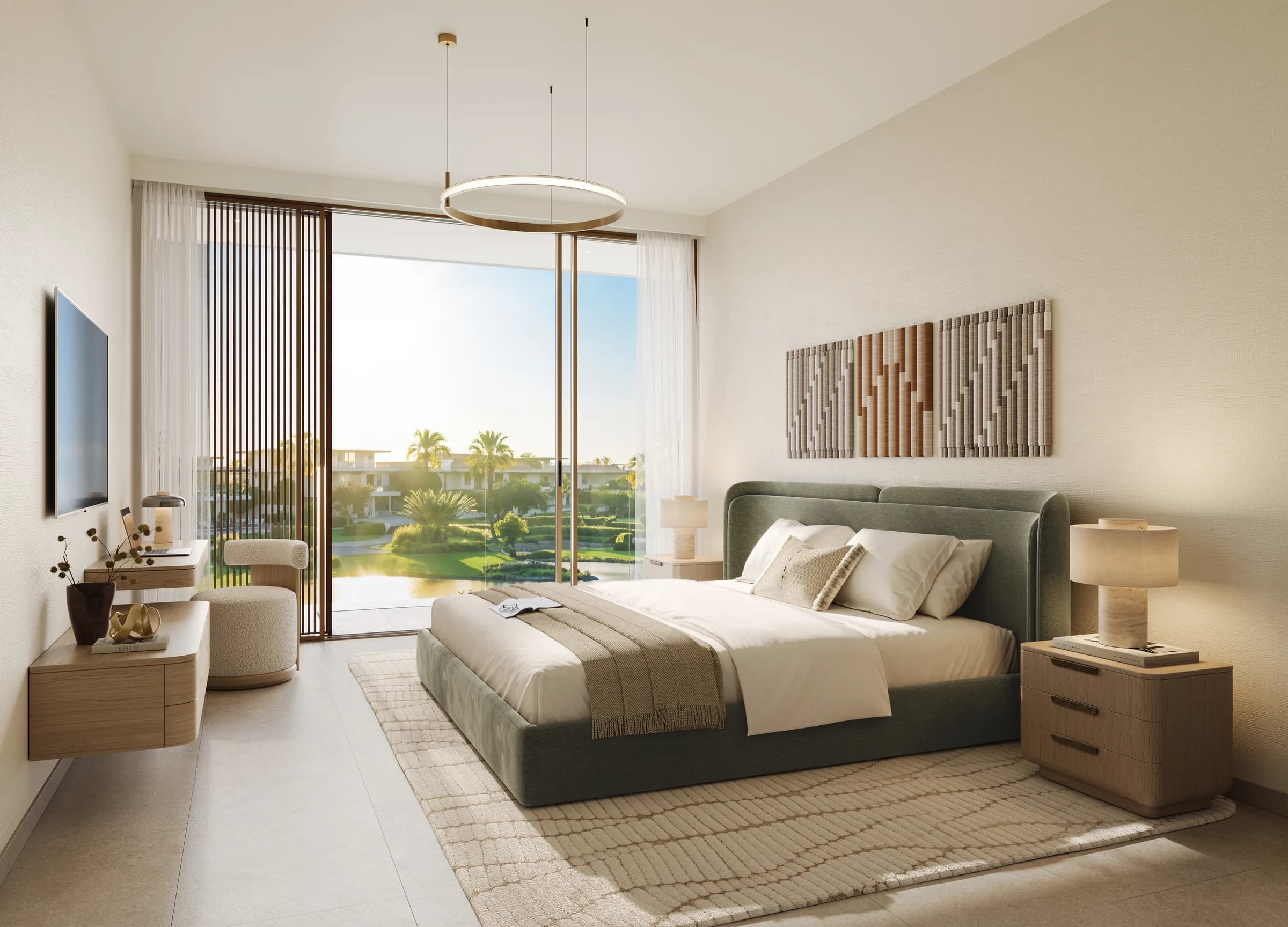 Garden villa master bedroom at Bay Estate, Island E, Dubai Islands by Nakheel
