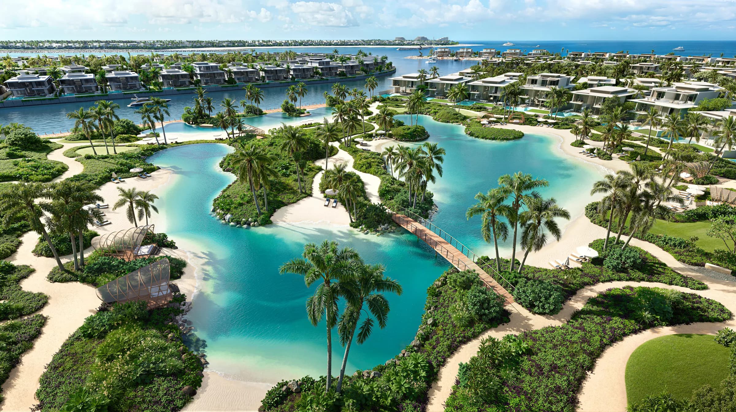 Waterfront villa plot setting with private lagoons at Bay Estate, Island E, Dubai Islands by Nakheel