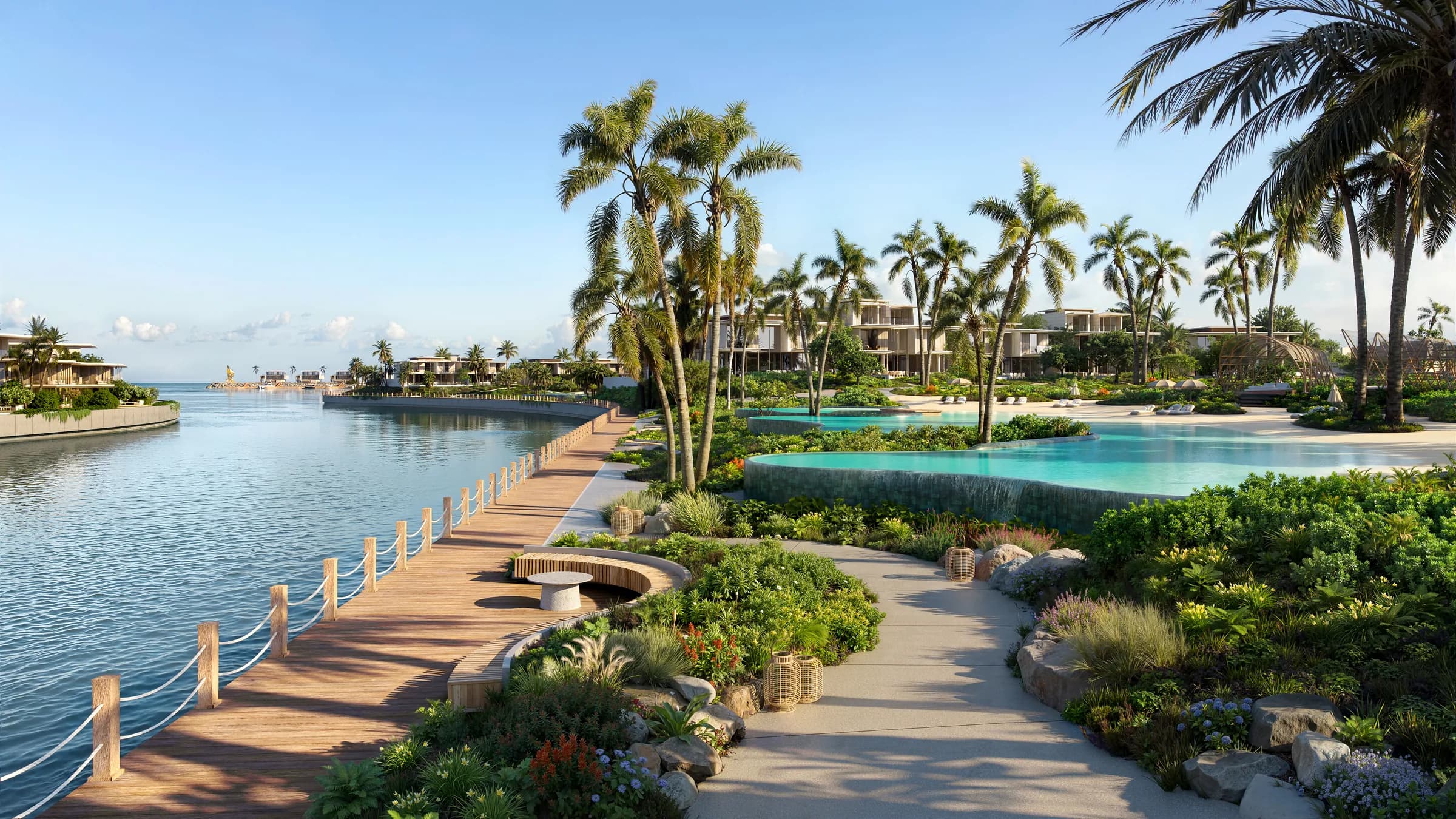 Waterfront promenade at Bay Estate, Island E, Dubai Islands by Nakheel