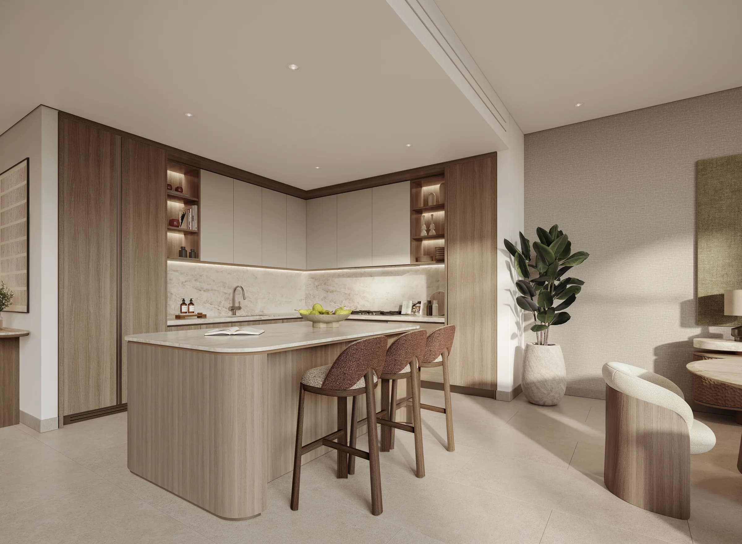 Townhouse kitchen at Bay Estate, Island E, Dubai Islands by Nakheel