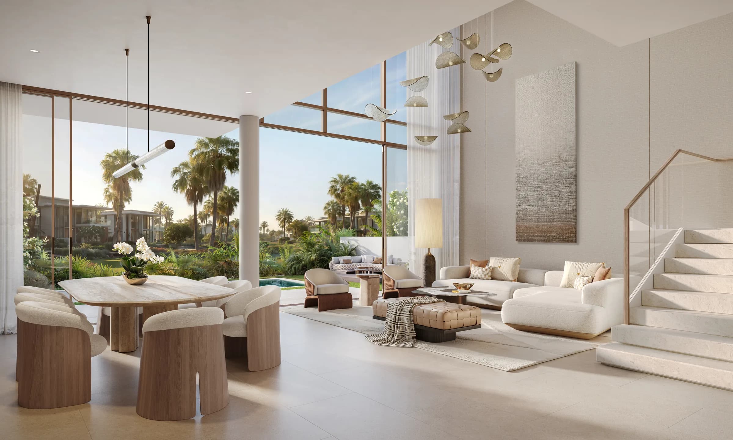 Townhouse open living and dining space at Bay Estate, Island E, Dubai Islands by Nakheel