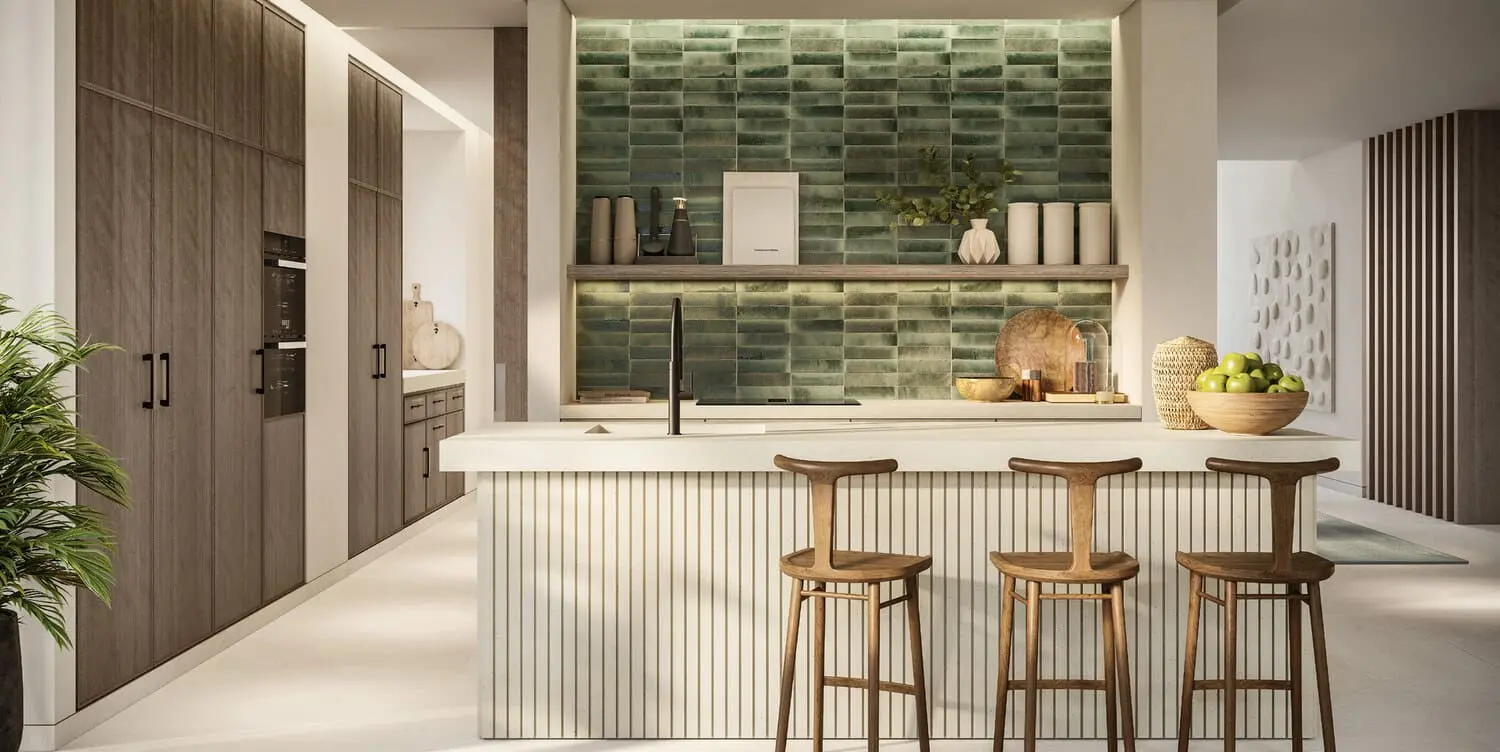 Contemporary Bay Villas villa architecture with clean horizontal lines on Dubai Islands