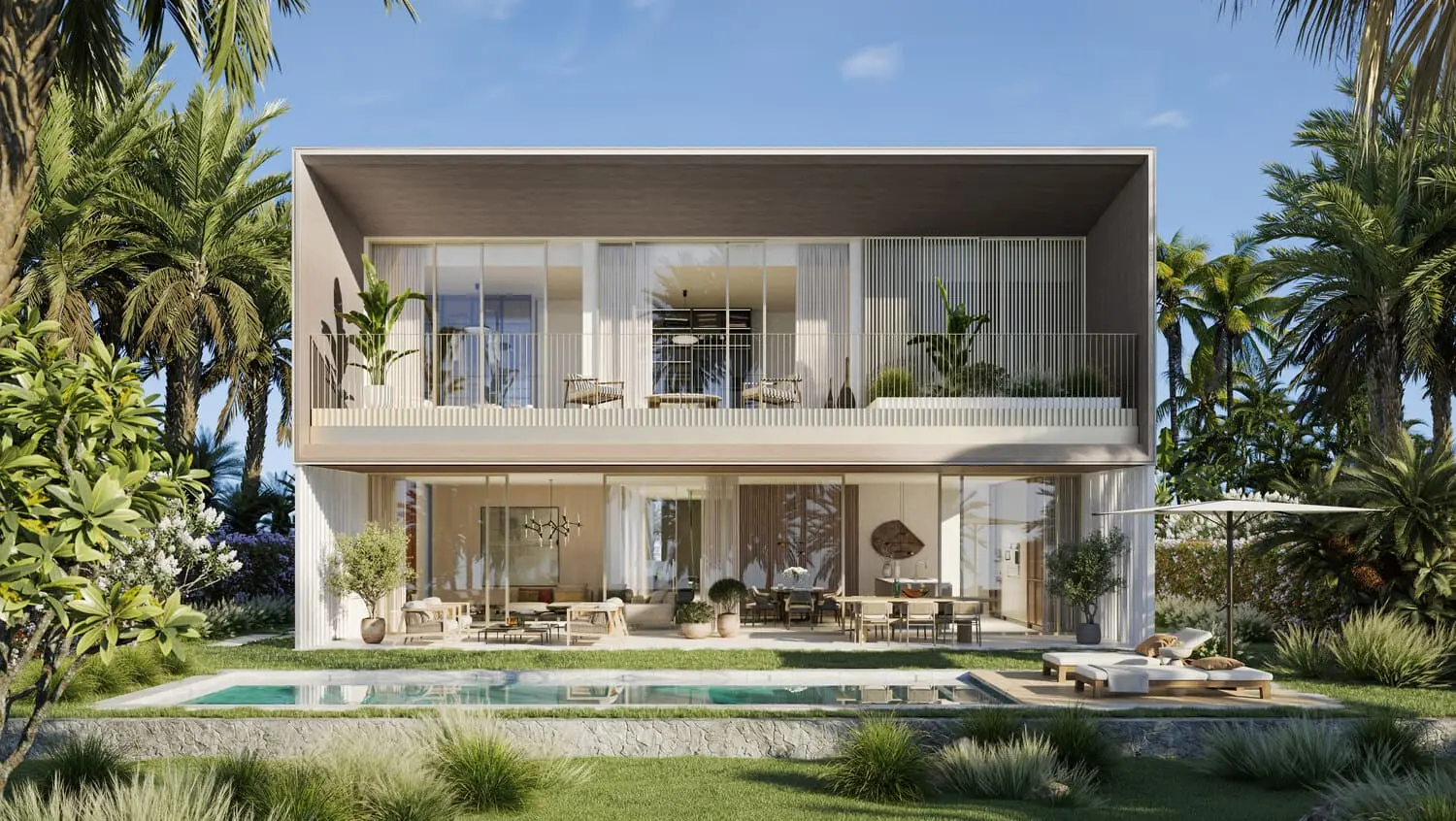 Modern kitchen and dining space in a Bay Villas semi-detached villa, Dubai Islands