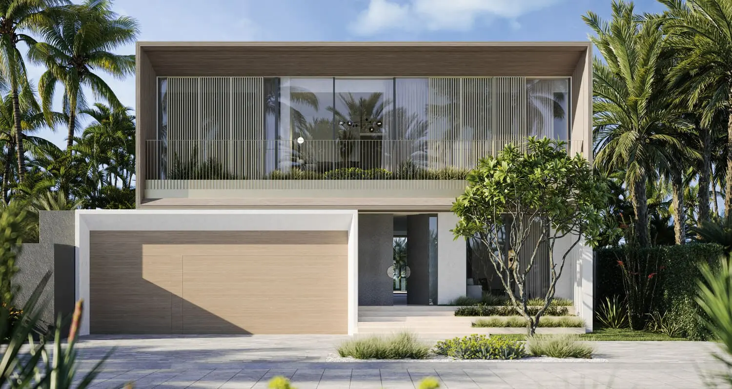 Spacious living room opening to a private garden at Bay Villas garden villa, Dubai Islands