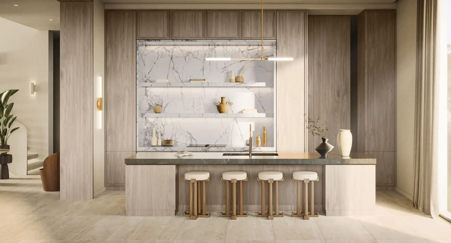 Open-plan ground floor living space in a Bay Villas townhouse, Dubai Islands