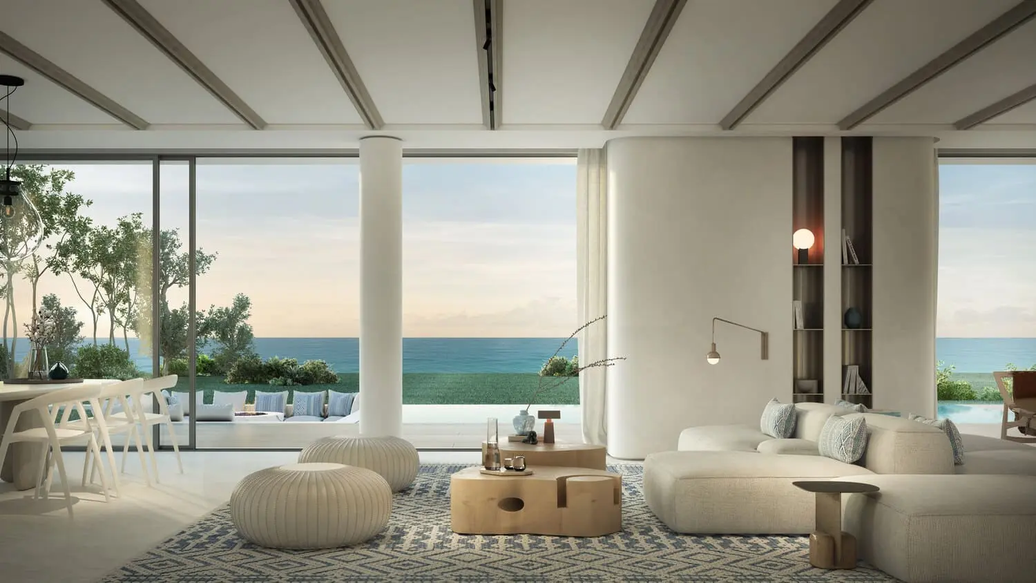 Waterfront bedroom with balcony access at Bay Villas, Dubai Islands
