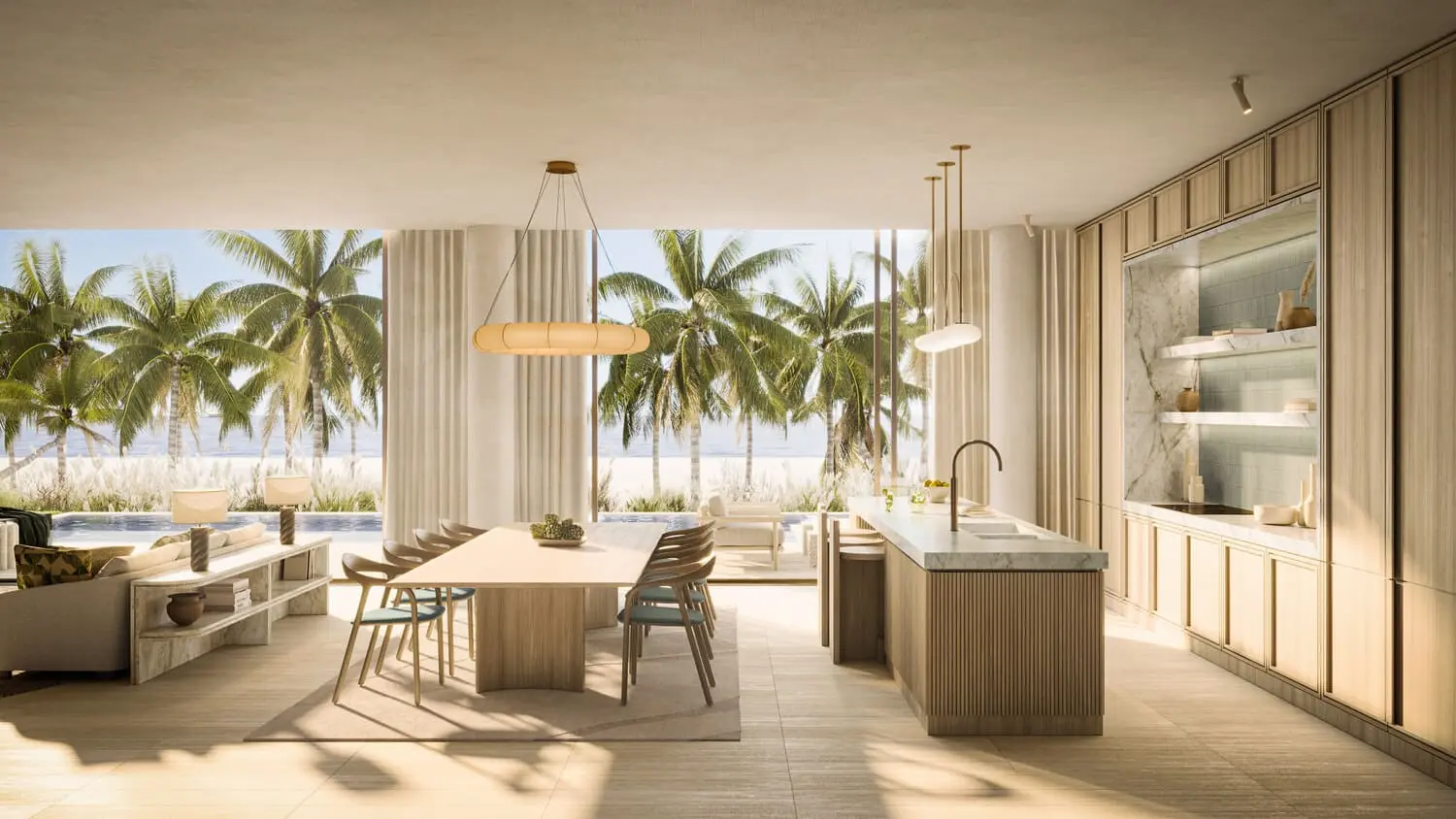 Residents enjoying the Bay Villas community beach club on Dubai Islands