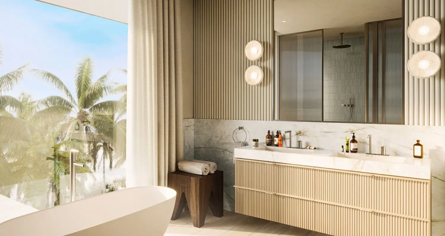 Shoreline park and waterfront promenade at Bay Villas, Dubai Islands by Nakheel