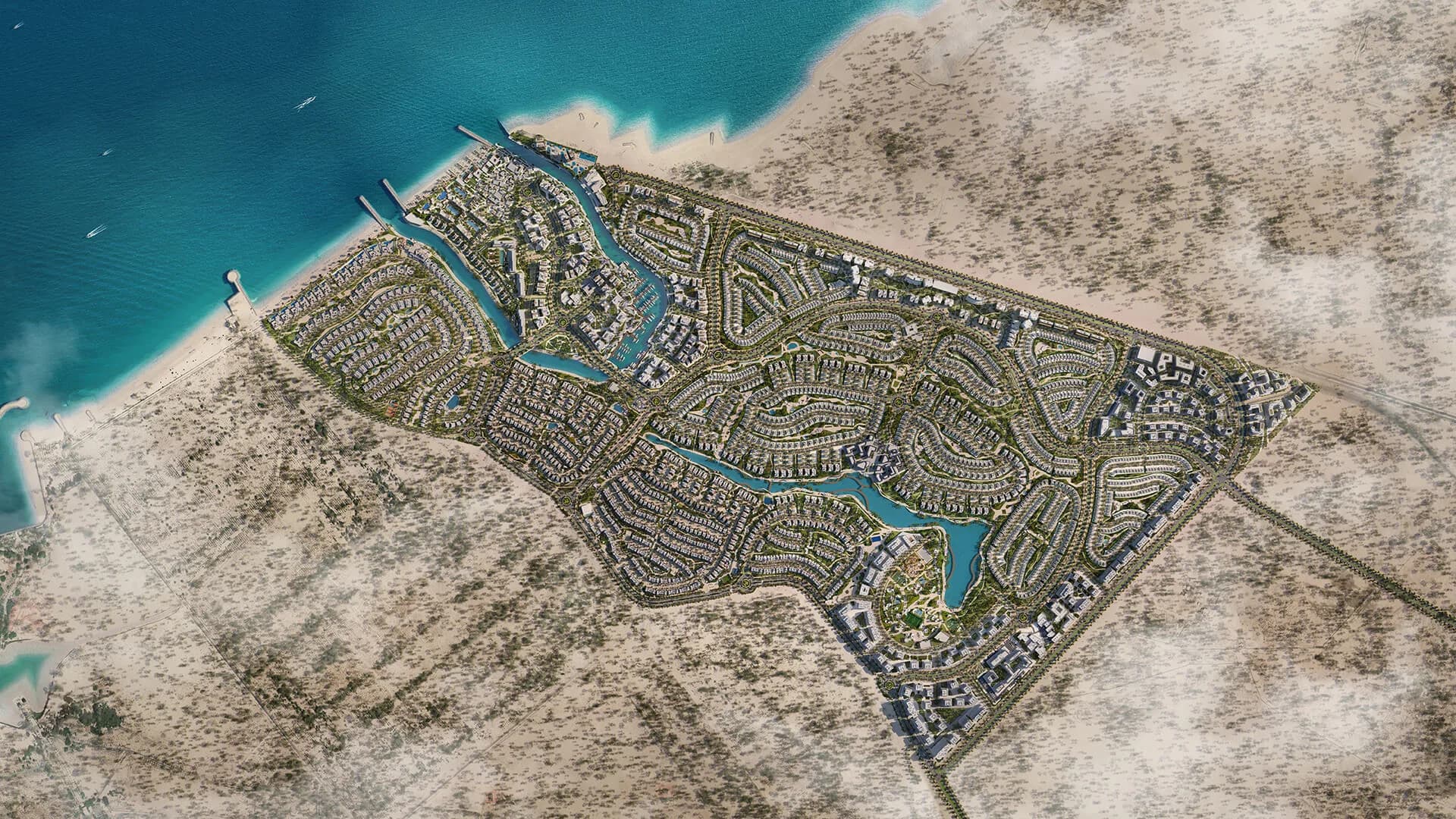 Bayn by ORA masterplan — waterfront community between Dubai and Abu Dhabi