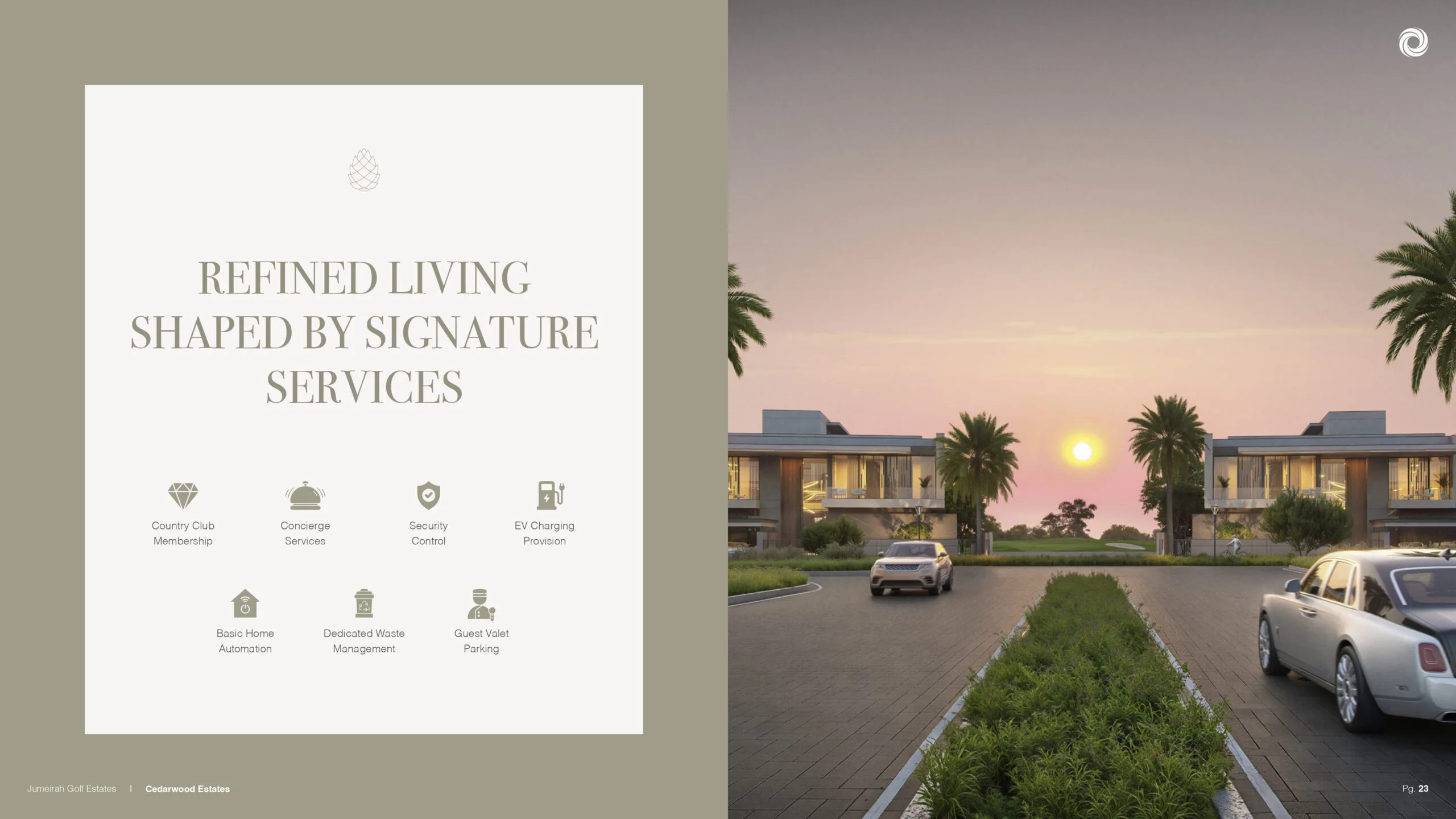 Cedarwood Estates villa interior living space at Jumeirah Golf Estates