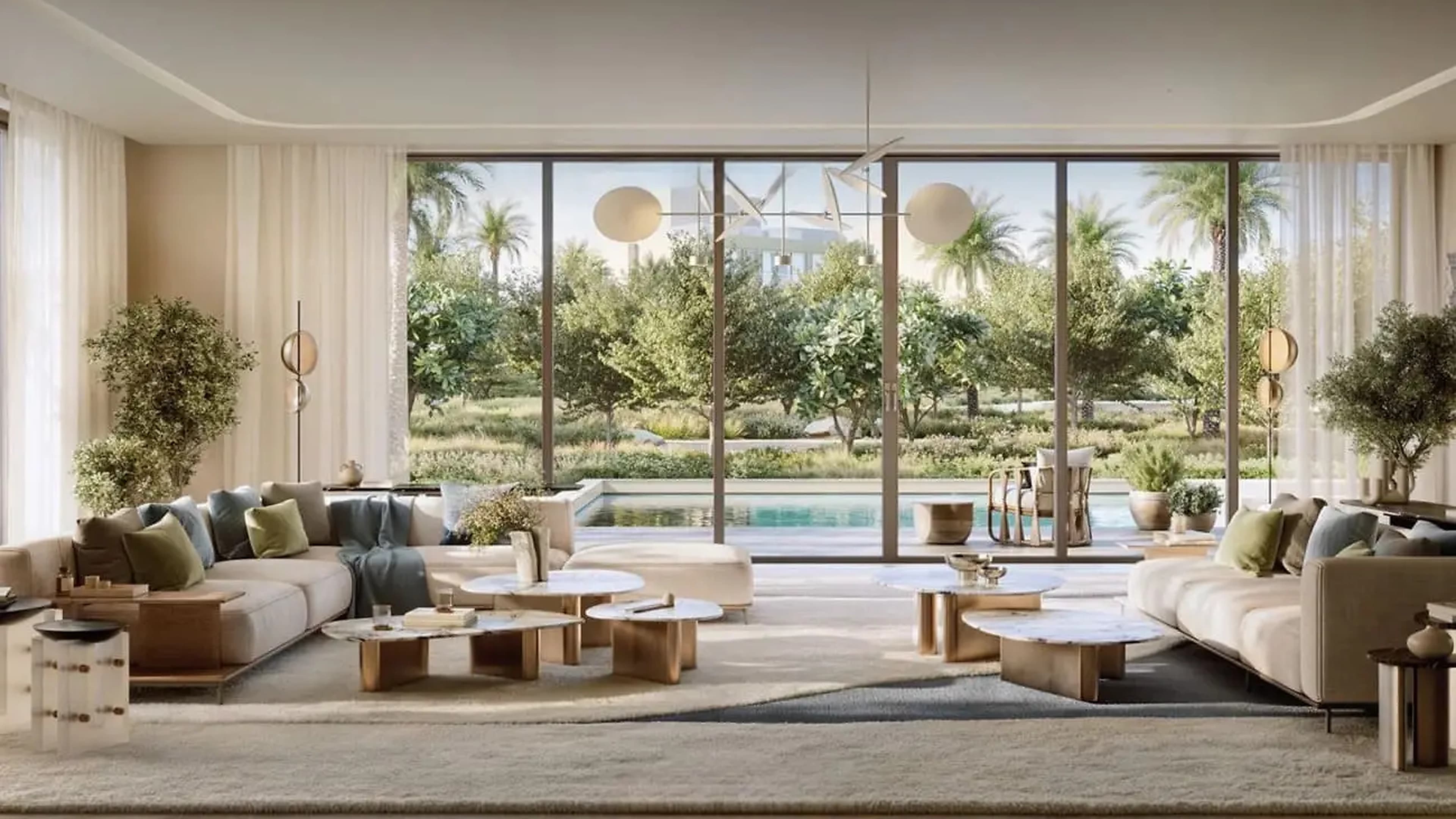 Palace Villas Ostra living room opening to pool and garden