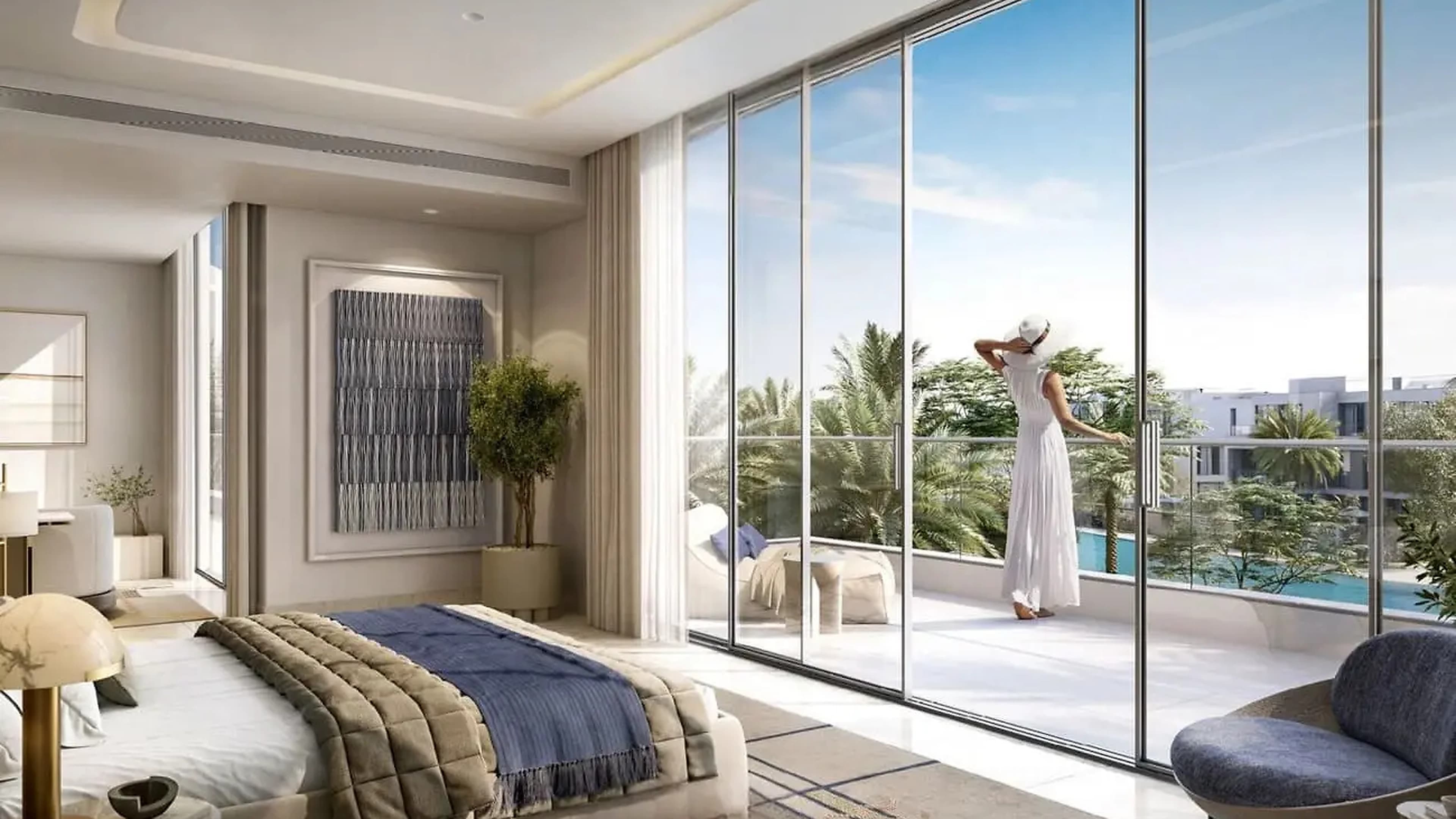 Palace Villas Ostra master bedroom with private balcony