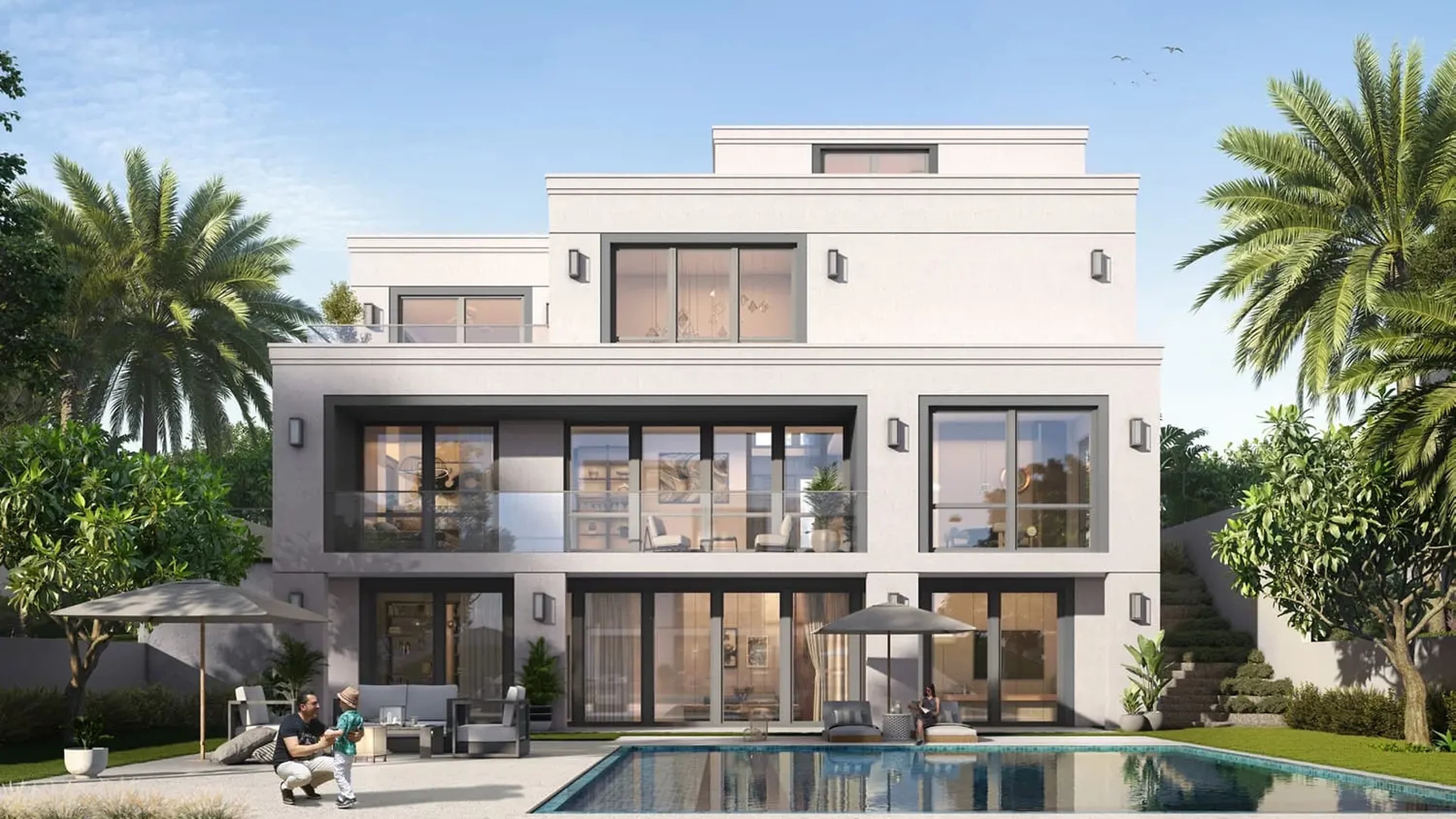 Palmiera villa rear exterior with private pool