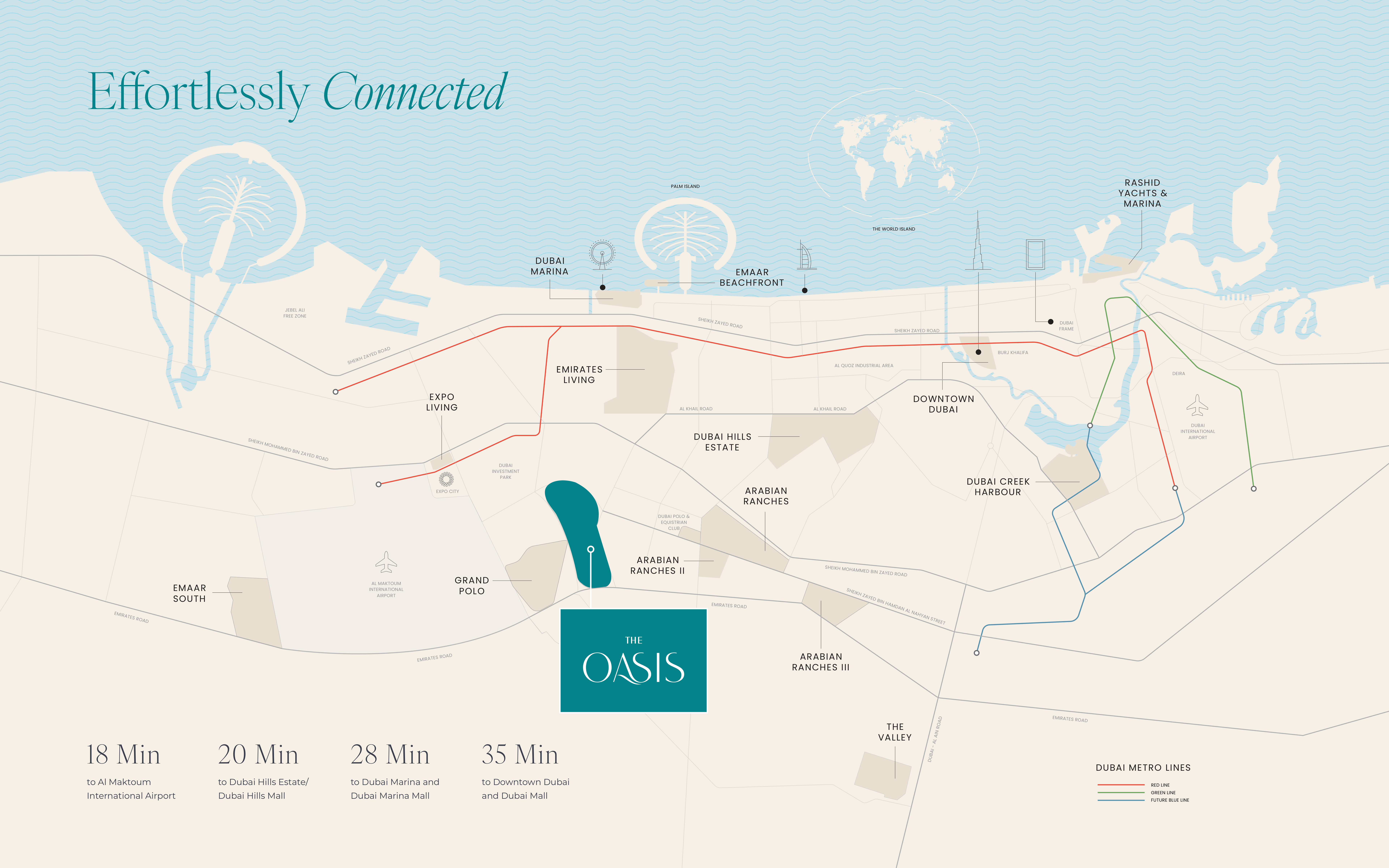 The Oasis by Emaar — Effortlessly Connected location map
