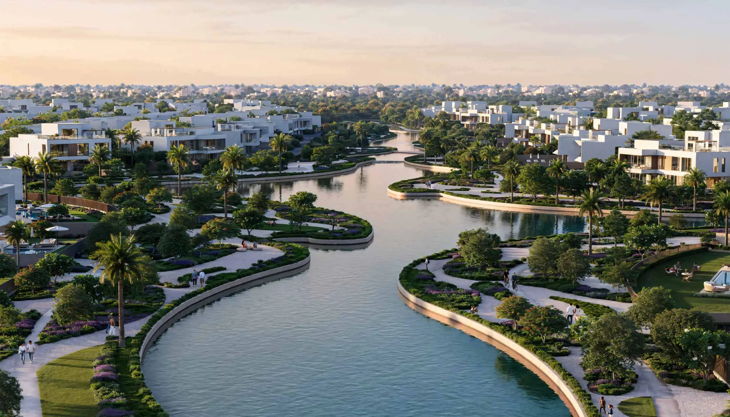Aerial view of Marèva lagoon community at The Oasis by Emaar